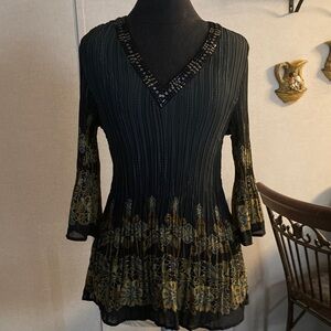 Cato Black and Gold Tunic Top